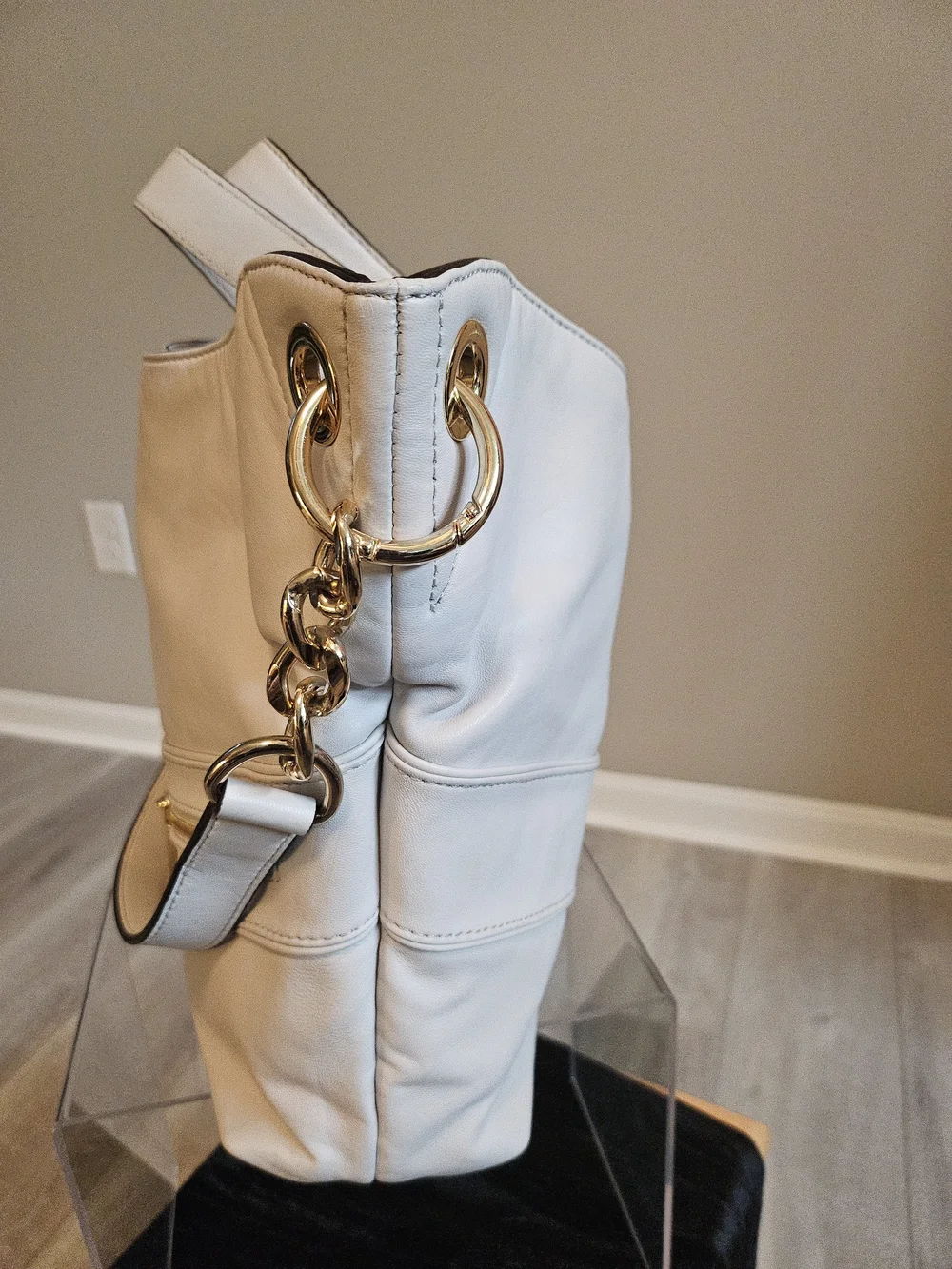 Michael Kors Cream Leather Convertible Hobo Shoulder Bag (One Size)